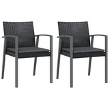 3 Piece Garden Dining Set with Cushions Poly Rattan and Steel - Top-Down View