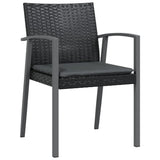 3 Piece Garden Dining Set with Cushions Poly Rattan and Steel - 45-Degree Angle