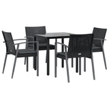 5 Piece Garden Dining Set with Cushions Poly Rattan and Steel - Side View