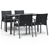 5 Piece Garden Dining Set with Cushions Poly Rattan and Steel - Front View