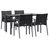 5 Piece Garden Dining Set with Cushions Poly Rattan and Steel - Side View