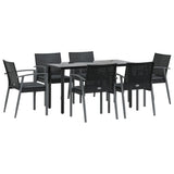 7 Piece Garden Dining Set with Cushions Poly Rattan and Steel - Side View
