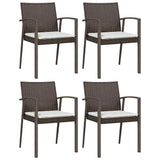 5 Piece Garden Dining Set with Cushions Poly Rattan and Steel - Top-Down View