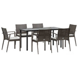 7 Piece Garden Dining Set with Cushions Poly Rattan and Steel - Side View