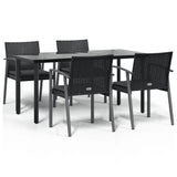 5 Piece Garden Dining Set with Cushions Poly Rattan and Steel - Front View