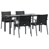 5 Piece Garden Dining Set with Cushions Poly Rattan and Steel