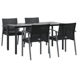 5 Piece Garden Dining Set with Cushions Poly Rattan and Steel - Side View
