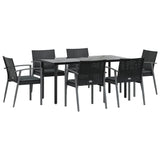 7 Piece Garden Dining Set with Cushions Poly Rattan and Steel - Side View