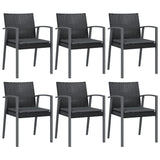 7 Piece Garden Dining Set with Cushions Poly Rattan and Steel - Top-Down View