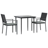 3 Piece Garden Dining Set with Cushions Poly Rattan and Steel - Side View