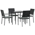 5 Piece Garden Dining Set with Cushions Poly Rattan and Steel