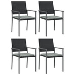 5 Piece Garden Dining Set with Cushions Poly Rattan and Steel