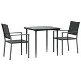 3 Piece Garden Dining Set Poly Rattan and Steel - Side View