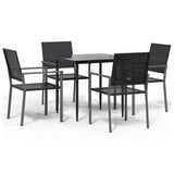 5 Piece Garden Dining Set Poly Rattan and Steel - Front View