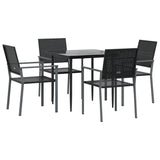 5 Piece Garden Dining Set Poly Rattan and Steel - Side View