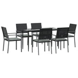 7 Piece Garden Dining Set with Cushions Poly Rattan and Steel - Side View