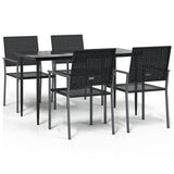 5 Piece Garden Dining Set Poly Rattan and Steel - Front View