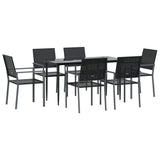 7 Piece Garden Dining Set Poly Rattan and Steel - Side View