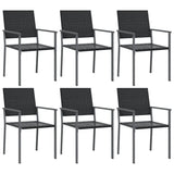 7 Piece Garden Dining Set Poly Rattan and Steel - Top-Down View