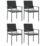5 Piece Garden Dining Set with Cushions Poly Rattan and Steel