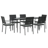7 Piece Garden Dining Set with Cushions Poly Rattan and Steel - Side View