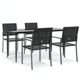 5 Piece Garden Dining Set Poly Rattan and Steel - Front View