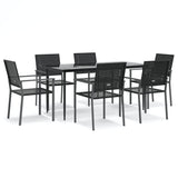 7 Piece Garden Dining Set Poly Rattan and Steel - Front View