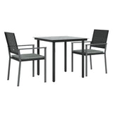 3 Piece Garden Dining Set with Cushions Poly Rattan and Steel - Side View