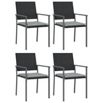 5 Piece Garden Dining Set with Cushions Poly Rattan and Steel