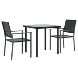 3 Piece Garden Dining Set Poly Rattan and Steel - Side View