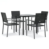 5 Piece Garden Dining Set Poly Rattan and Steel - Front View