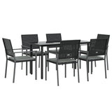 7 Piece Garden Dining Set with Cushions Poly Rattan and Steel