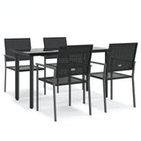 5 Piece Garden Dining Set Poly Rattan and Steel - Front View