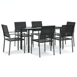 7 Piece Garden Dining Set Poly Rattan and Steel - Front View
