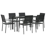 7 Piece Garden Dining Set Poly Rattan and Steel - Side View