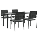 5 Piece Garden Dining Set with Cushions Poly Rattan and Steel - Side View