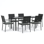 7 Piece Garden Dining Set with Cushions Poly Rattan and Steel