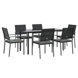 7 Piece Garden Dining Set with Cushions Poly Rattan and Steel - Side View