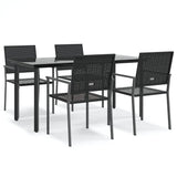 5 Piece Garden Dining Set Poly Rattan and Steel - Front View