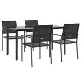 5 Piece Garden Dining Set Poly Rattan and Steel - Side View