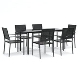 7 Piece Garden Dining Set Poly Rattan and Steel