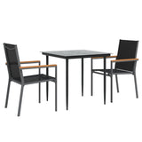 3 Piece Garden Dining Set Black Textilene and Steel - Side View