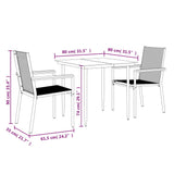 3 Piece Garden Dining Set Black Textilene and Steel - Extra Image