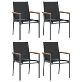 5 Piece Garden Dining Set Black Textilene and Steel - Top-Down View