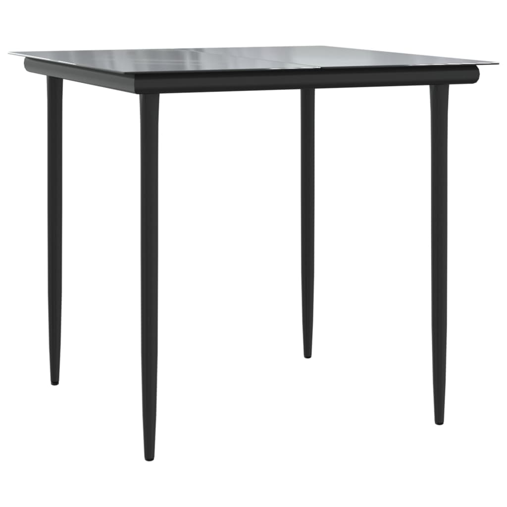 5 Piece Garden Dining Set Black Textilene and Steel