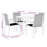 5 Piece Garden Dining Set Black Textilene and Steel - Extra Image