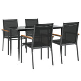 5 Piece Garden Dining Set Black Textilene and Steel - Side View