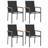 5 Piece Garden Dining Set Black Textilene and Steel - Top-Down View