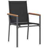 5 Piece Garden Dining Set Black Textilene and Steel - 45-Degree Angle