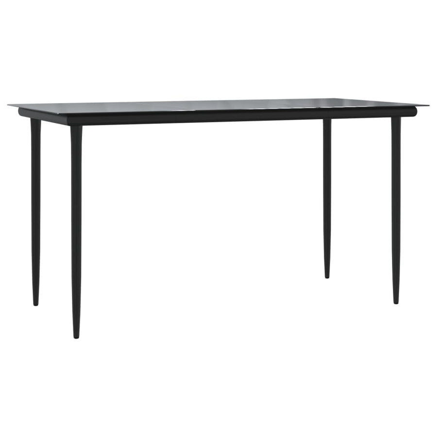 5 Piece Garden Dining Set Black Textilene and Steel
